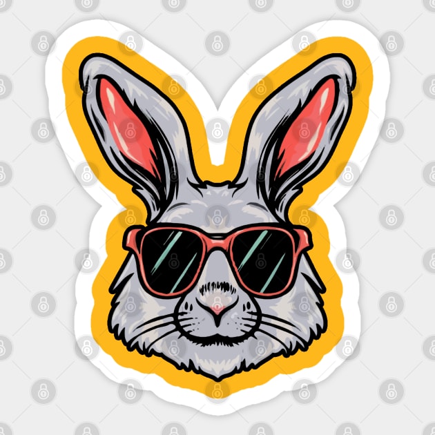 Cool Bunny With Glasses Sticker by Illustradise